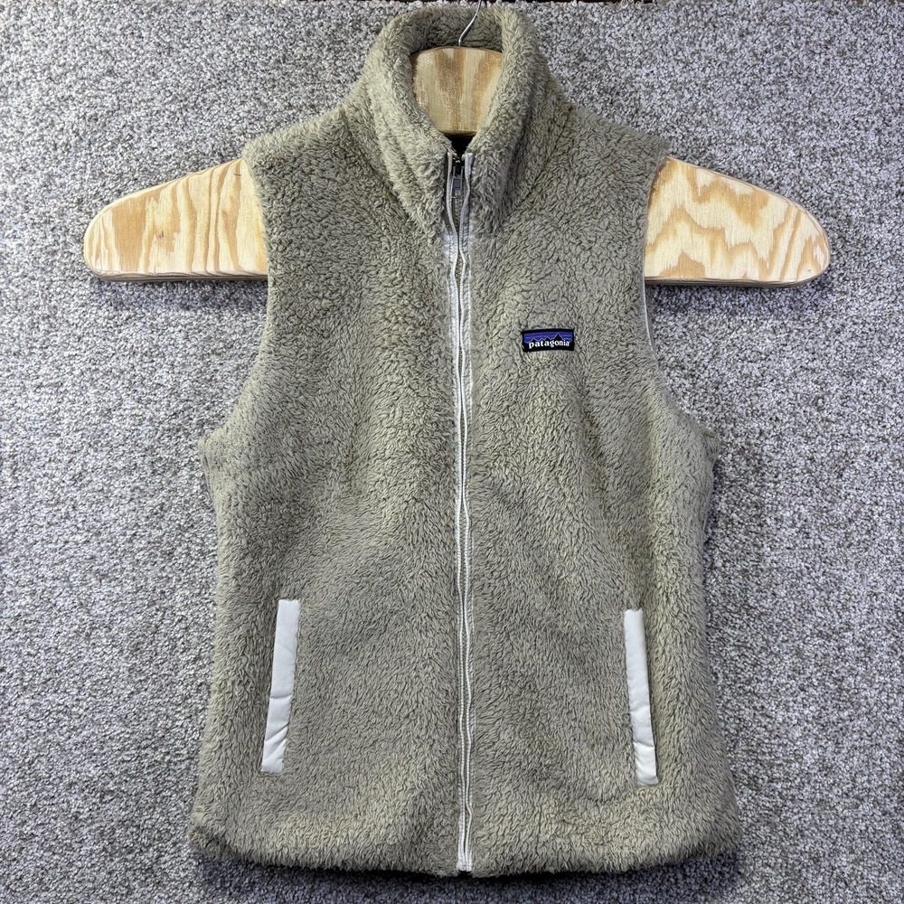 Patagonia Los Gatos Fleece Vest Womens Medium‎ Tan Beige Full Zip 25221
